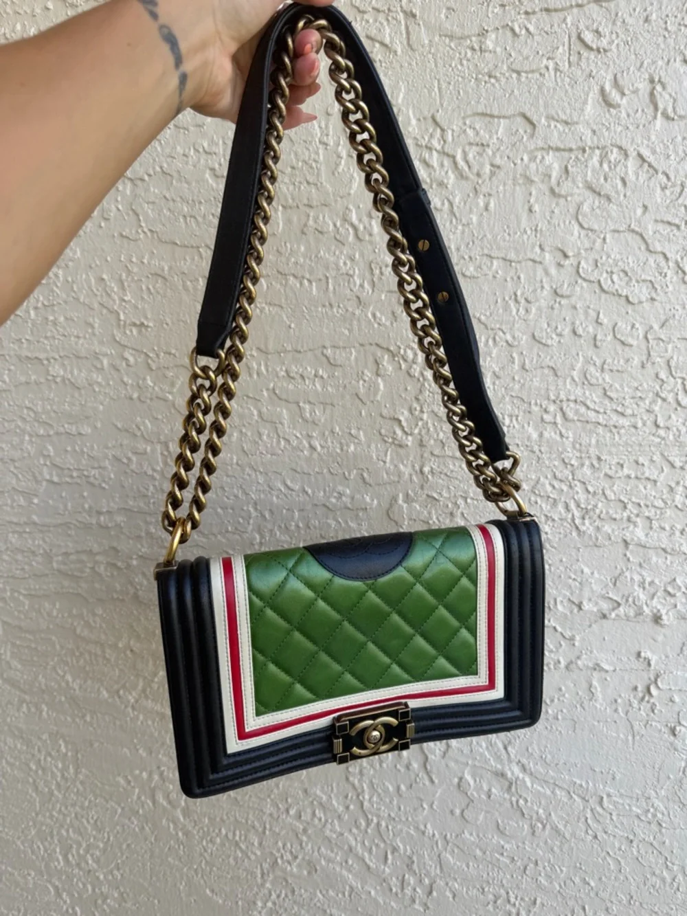 Chanel Crest Boy Flap Bag Quilted Lambskin New Medium